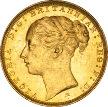 1884 Gold Sovereign - Victoria Young Head M NGC MS61+