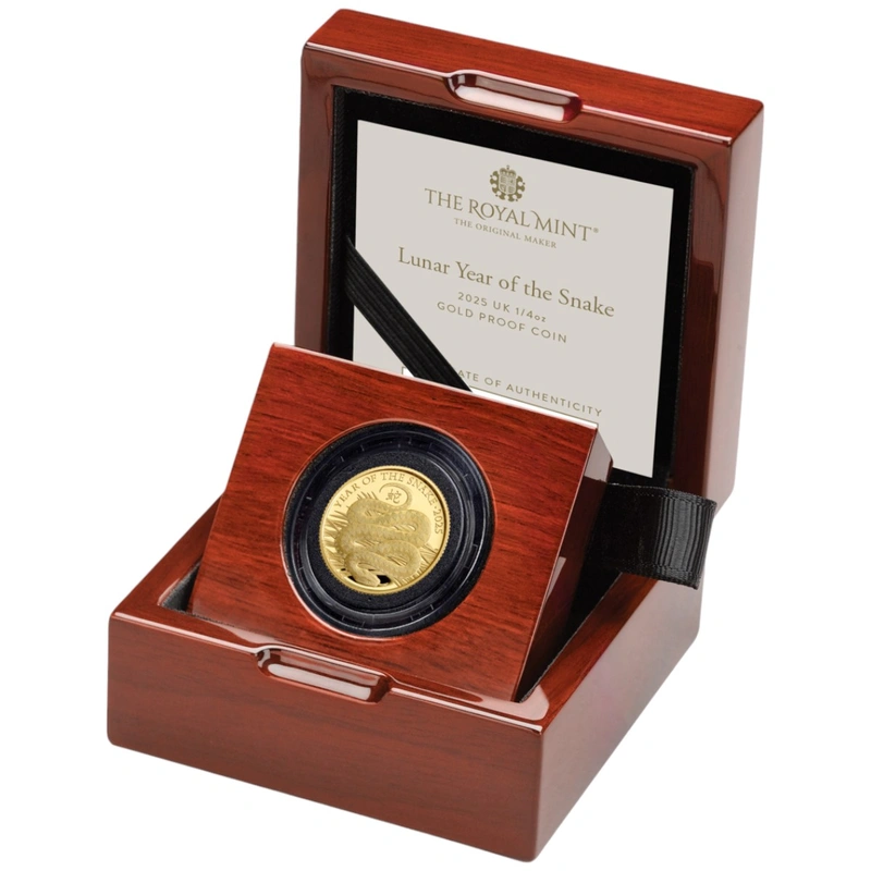 2025 Royal Mint 1/4oz Year of the Snake Proof Gold Coin Boxed