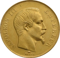 50 Francs French Gold Coin Napoleon III Bare Head