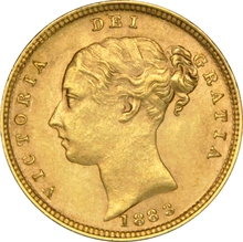 1883 Half Sovereign Victoria Young Head Shield Back - London NGC MS62+
