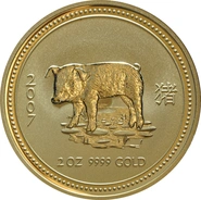 2007 Year of the Pig Gold Coin 2oz Perth Mint Australian Lunar Series