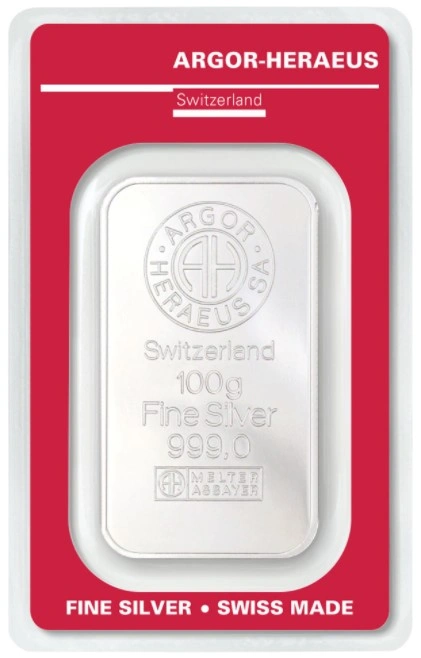 100g Silver Bar Argor-Heraeus