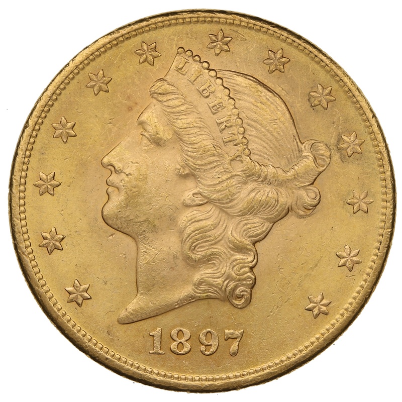 1897 $20 Double Eagle Liberty Head Gold Coin, Philadelphia