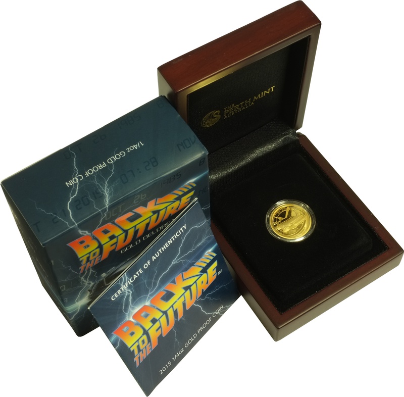 Boxed Perth Mint 2015 Back to the Future Delorean 1/4oz Gold Coin