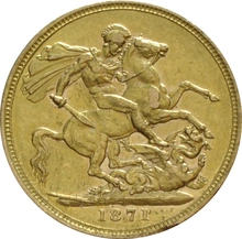 1871 Gold Sovereign - Victoria Young Head - London