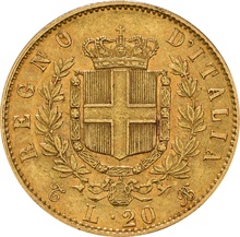 Italian 20 Lire Gold Coin Emanuele II