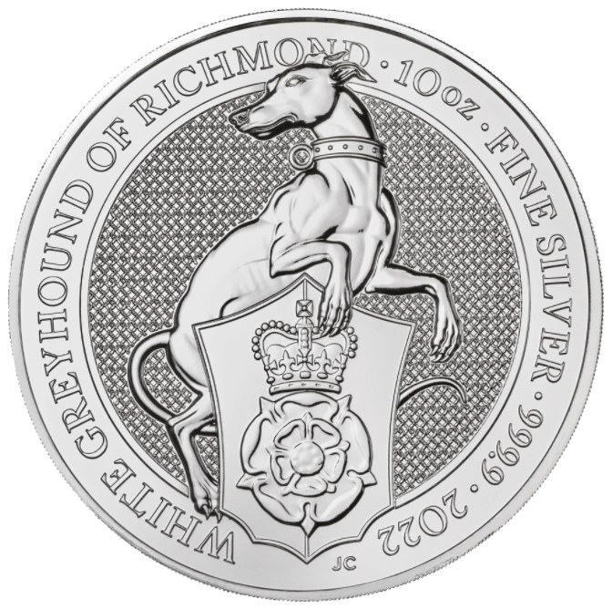2022 10oz White Greyhound of Richmond Silver Coin Queen's Beasts