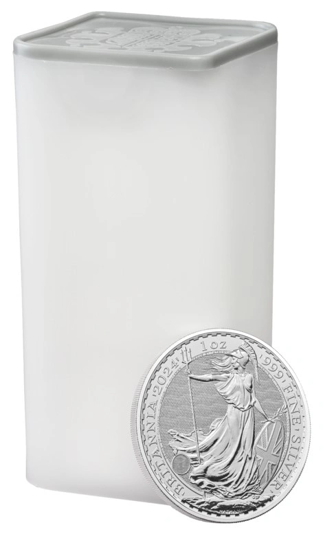Tube of 25 2024 Britannia One Ounce Silver Coins