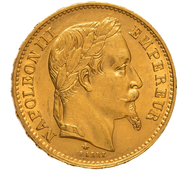 1869 20 French Francs Gold Coin Napoleon III A