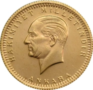 Turkish 100 Piastres Kurush Gold Coin Kemal Ataturk