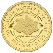 1986 Proof Tenth Ounce Gold Australian Nugget