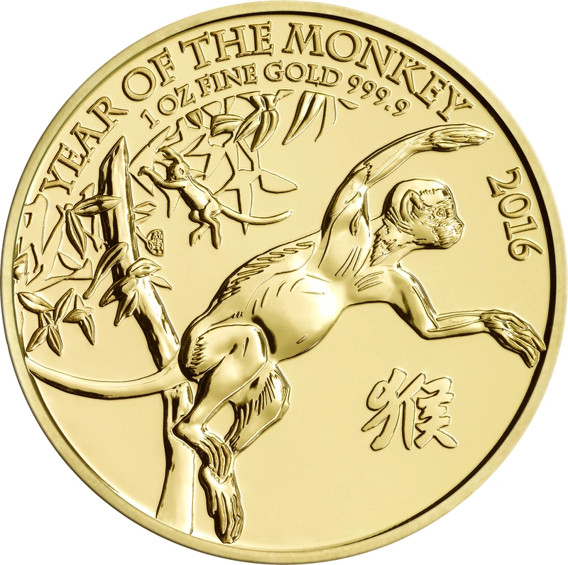 2016 Royal Mint 1oz Year of the Monkey Gold Coin