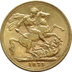 1873 Gold Sovereign Coin Queen Victoria Young Head