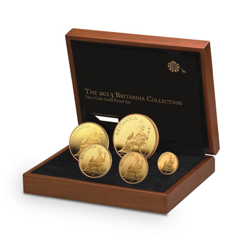 2013 Proof Britannia Gold 5-Coin Boxed Set