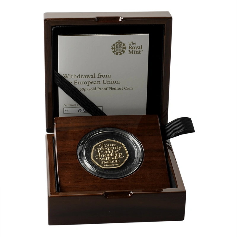 2020 Piedfort 50p Gold Proof Coin Withdrawal from the European Union Boxed
