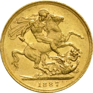 1887 Gold Sovereign - Victoria Jubilee Head - M