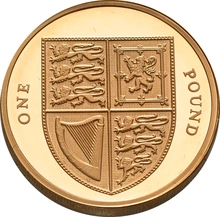 2008 Proof Gold £1 Pound Coin UK Royal Arms Shield Boxed