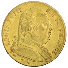 1815 20 French Francs Gold Coin Louis XVIII A