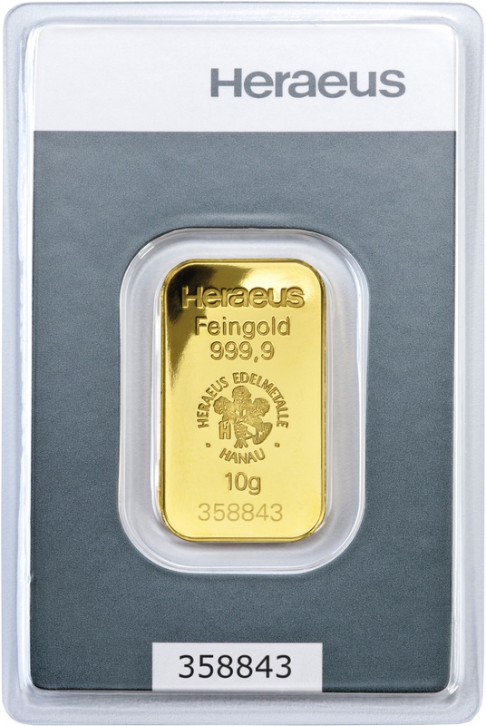 Heraeus 10 Gram Gold Bar