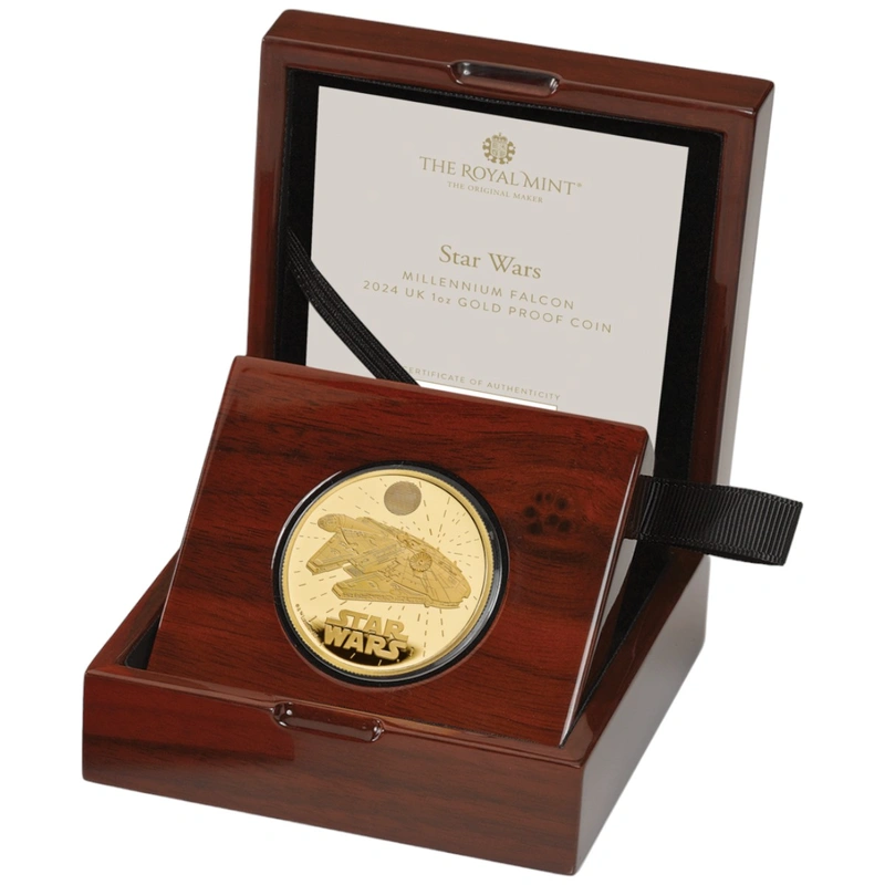 2024 Proof 1oz Gold Coin Star Wars Millennium Falcon Boxed