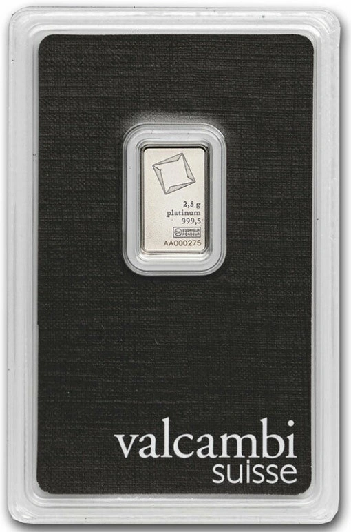 2.5g Platinum Bar Valcambi Minted