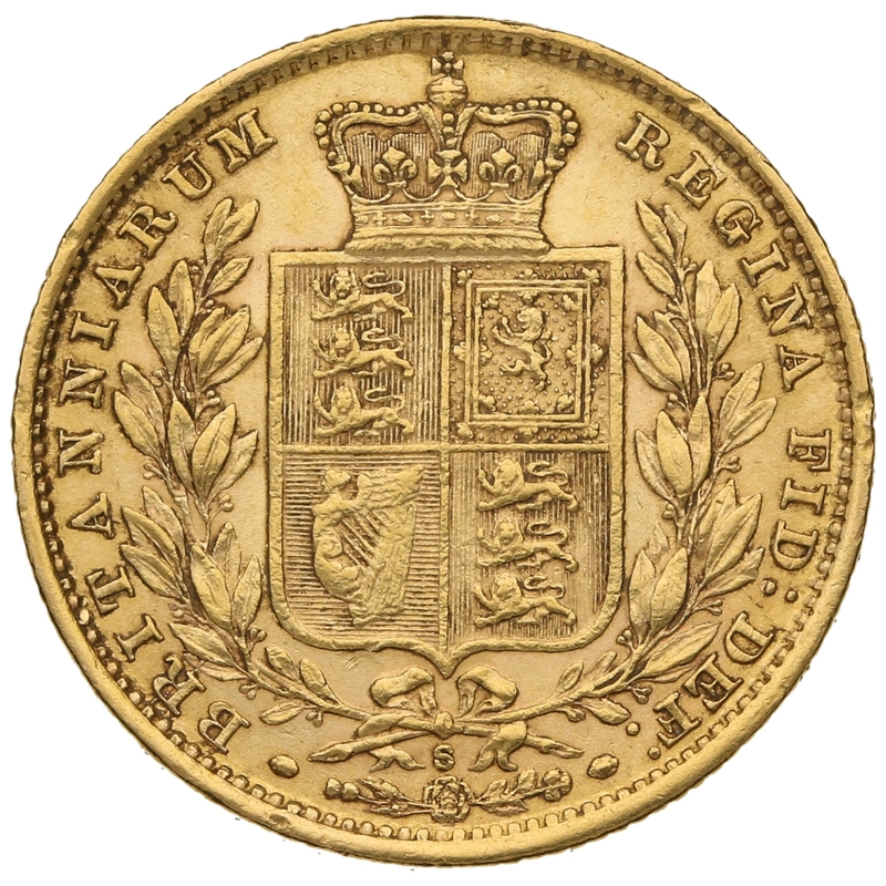 1882 Gold Sovereign - Victoria Young Head Shield Back- S