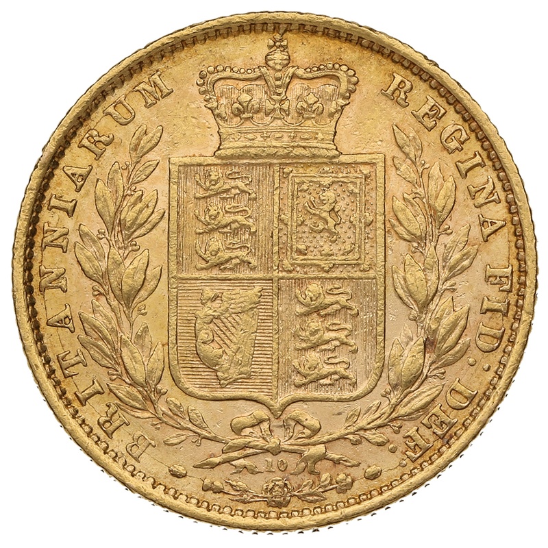 1871 Gold Sovereign - Victoria Young Head Shield Back- London
