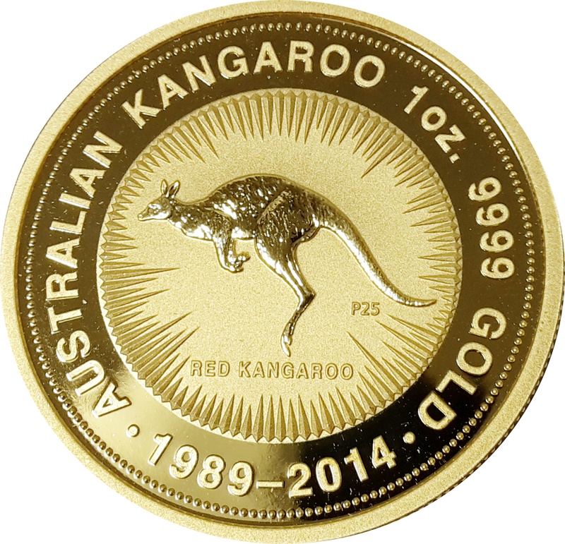 2014 1oz Gold Australian Nugget 25th Anniversary tribute 1989 - 2014