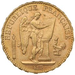 1898 20 French Francs Gold Coin Guardian Angel Genius A