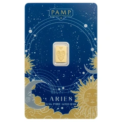 0.5g Gold Bar PAMP Zodiac Aries Minted