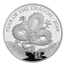 2024 Royal Mint 5oz Year of the Dragon Proof Silver Coin Boxed