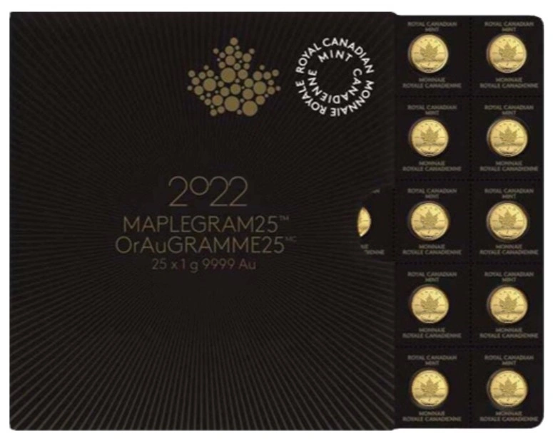 2022 MapleGram 25 x 1g Gold Coins