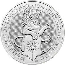 2021 10oz White Lion of Mortimer Silver Coin Queen's Beasts