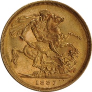 1887 Gold Sovereign - Victoria Jubilee Head - S