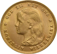 Dutch 10 Guilders Gold Coin Wilhelmina Young Head 1897