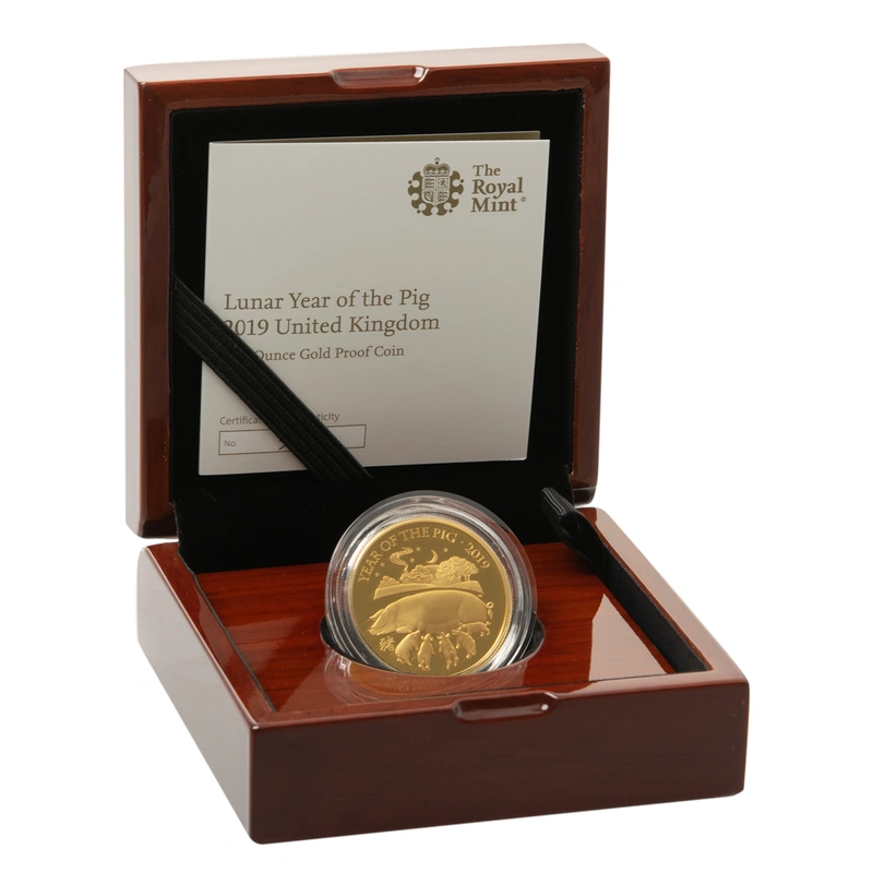 2019 Royal Mint 1oz Year of the Pig Proof Gold Coin Boxed