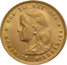 10 Guilders Netherlands Wilhelmina Young Head 1897