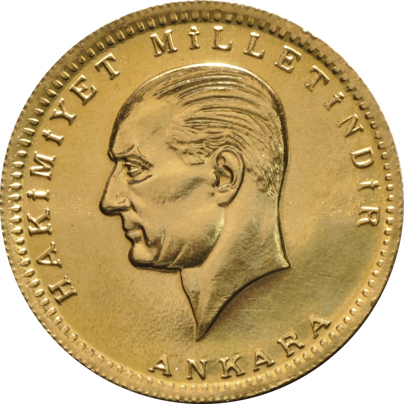 Turkish 500 Piastres Kurush Gold Coin - Kemal Ataturk