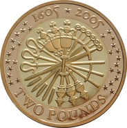 2005 £2 Proof Gold Coin 400th Ann. Gunpowder Plot - no box or cert