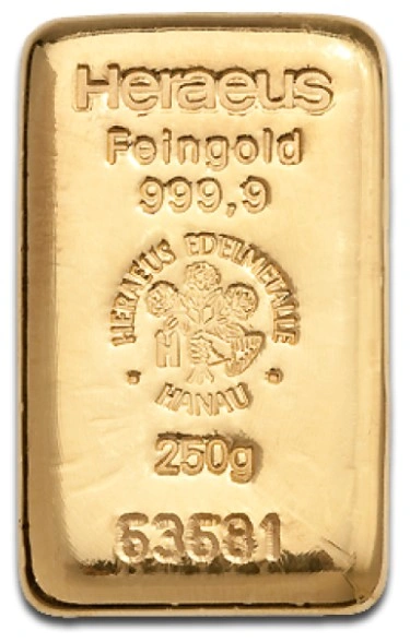 Heraeus 250g Gold Bullion Bar
