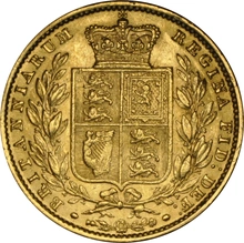1856 Gold Sovereign Coin Queen Victoria Young Head Shield Back