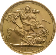 1974 Gold Sovereign -  Elizabeth II Decimal Portrait