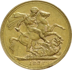 1871 Gold Sovereign Coin Queen Victoria Young Head Sydney
