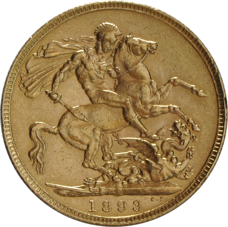 1893 Gold Sovereign - Victoria Old Head - London