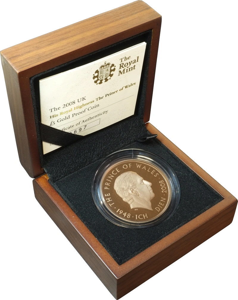 2008 - Gold Five Pound Proof Coin, Prince of Wales