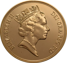 Brilliant Uncirculated Gold 1992 Five Pound Sovereign
