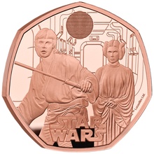 2023 Star Wars - Luke Skywalker & Princess Leia Fifty Pence 50p Proof Gold Coin Boxed