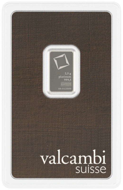 Valcambi 2.5 Gram Platinum Bar Minted
