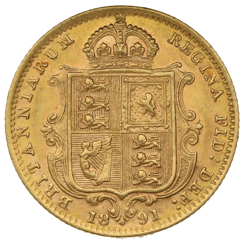 1891 Half Sovereign Victoria Jubilee Head Shield Back London