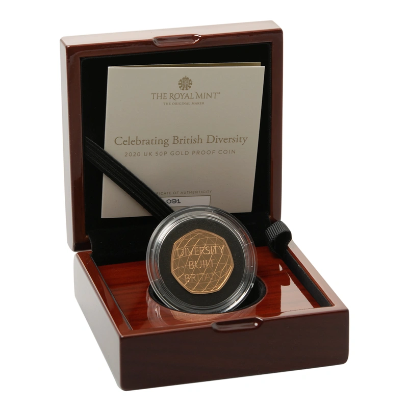 2020 Celebrating Diversity Fifty Pence Proof Gold Coin Boxed